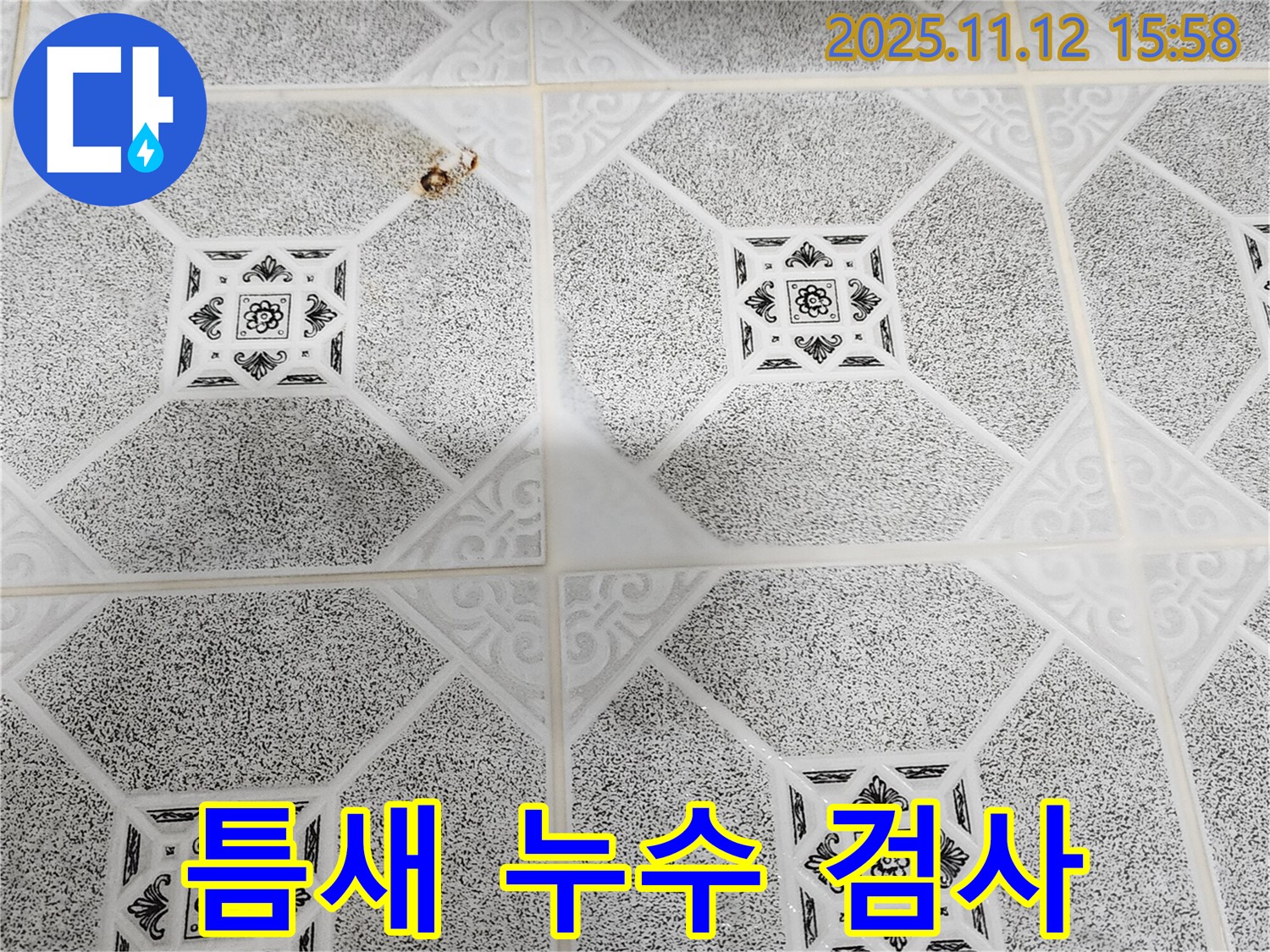 군내면 누수 전문가가 구읍리 타일 틈새를 꼼꼼하게 살펴보고 있습니다.