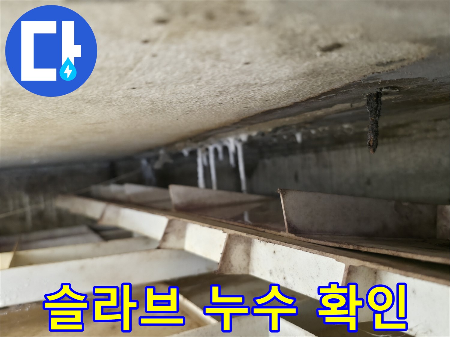 독산로43가길 누수 - 슬라브 누수로 인해 발생한 석회수 고드름을 통해 누수를 확인했습니다.