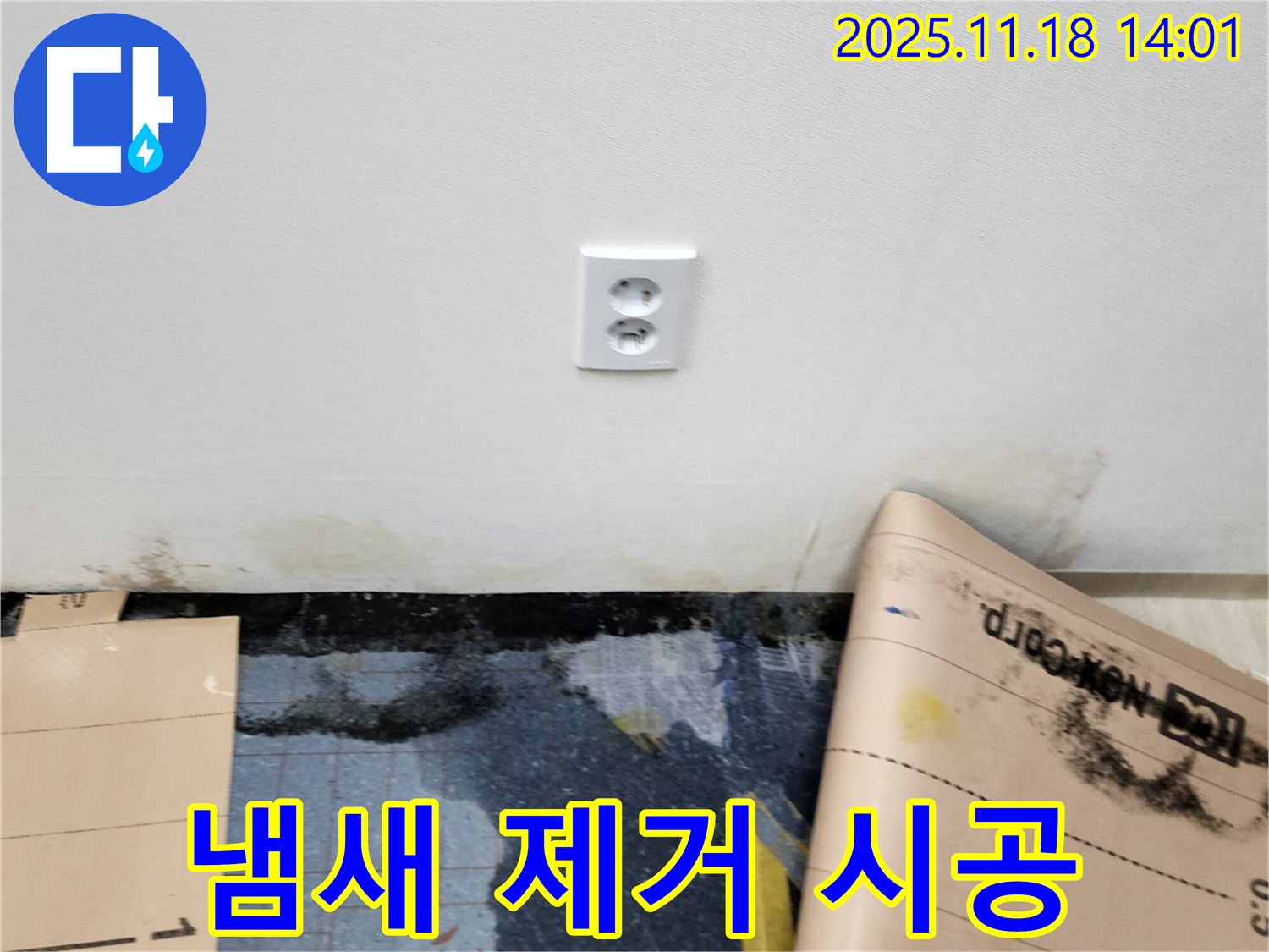 콘센트 주변 곰팡이 냄새 - 포천시 내촌면 진목리 누수, 냄새 완벽 제거 후 천연 아로마 향균 시공!