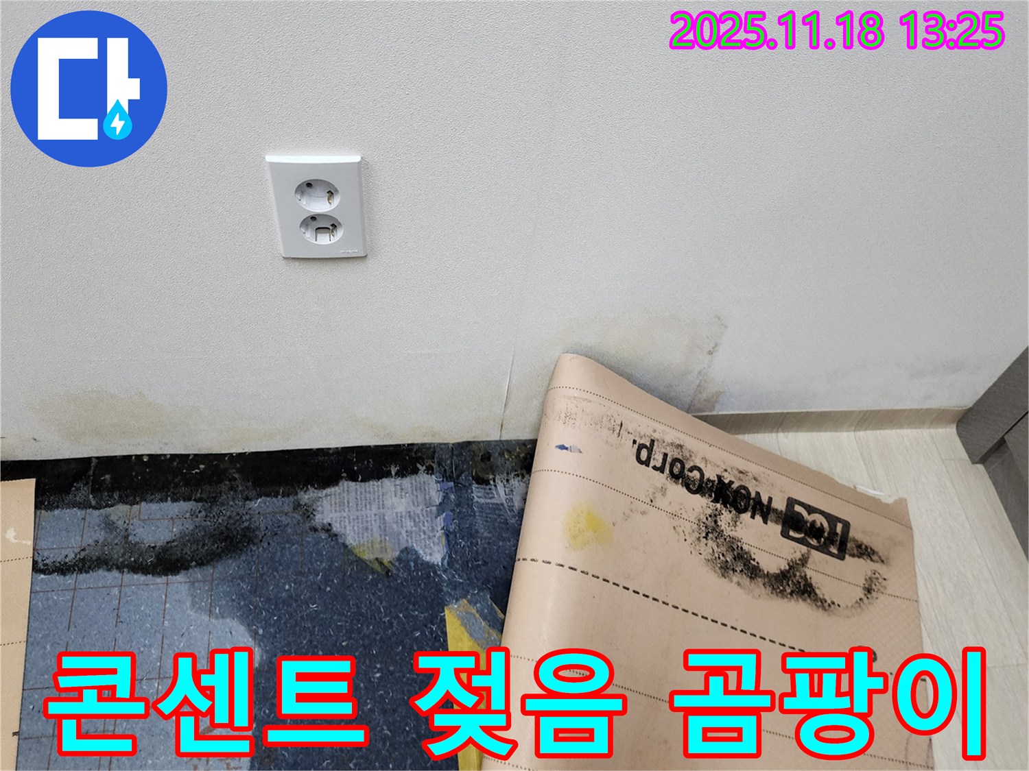 콘센트 주변 젖음과 곰팡이 - 감전 위험! 누수의 심각성을 보여주는 증거 - 포천 누수