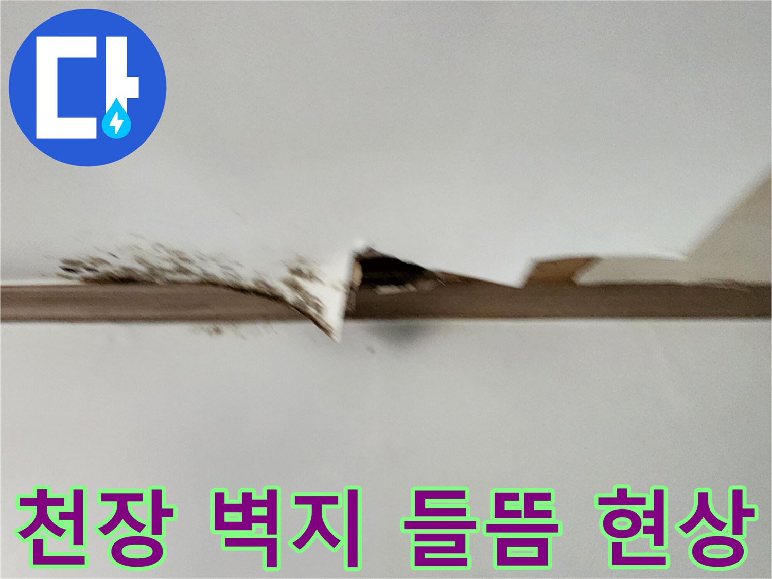 천장-벽지가-들뜨고-곰팡이가-발생한-상태입니다