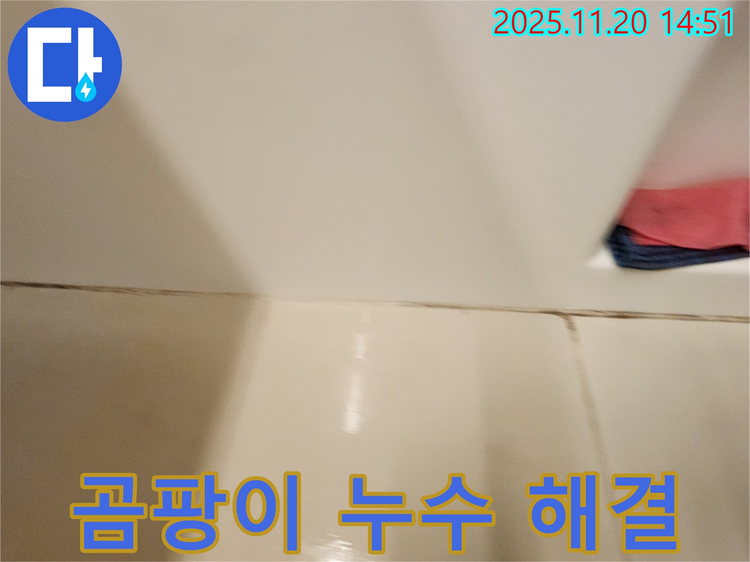 포천 가산면 마산리 - 곰팡이 핀 타일 틈새 누수 - 곰팡이 제거 후 완벽한 방수 시공으로 곰팡이와 누수 걱정 없이!