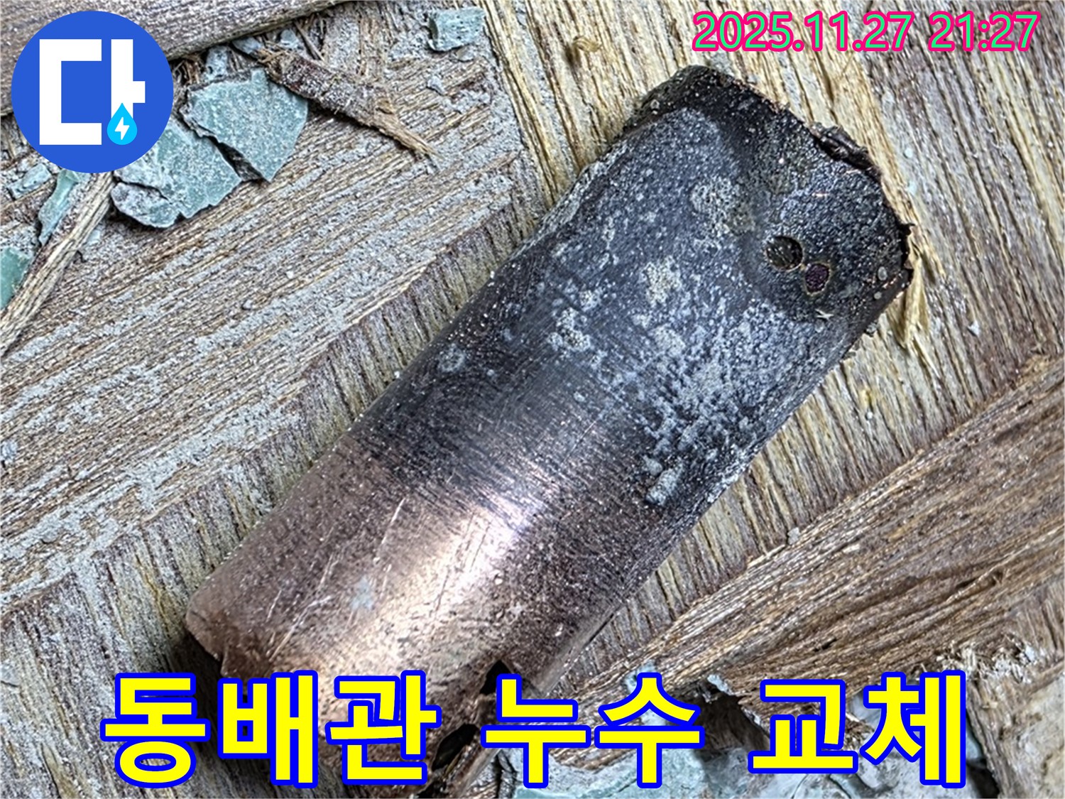 용강동에서 발생한 오래된 동배관 누수 - 신속한 교체 작업으로 해결