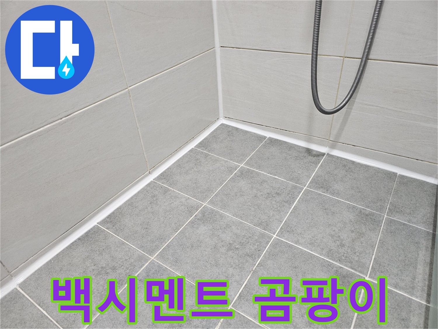 마포구 도화동 현대아파트 욕실 - 타일 틈새 백시멘트 곰팡이 제거 작업을 진행하고 있습니다.