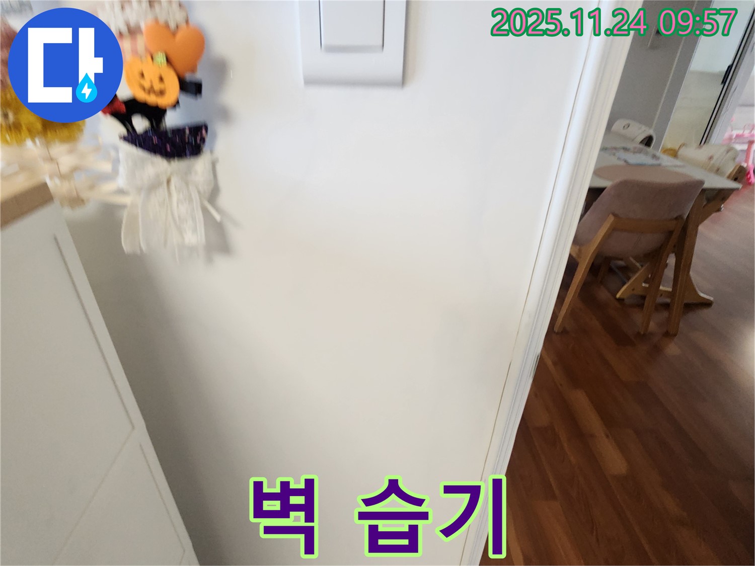 포천 가산면 금현리 누수 진단 - 벽에 습기가 찬 상태를 꼼꼼하게 점검하고 있습니다.