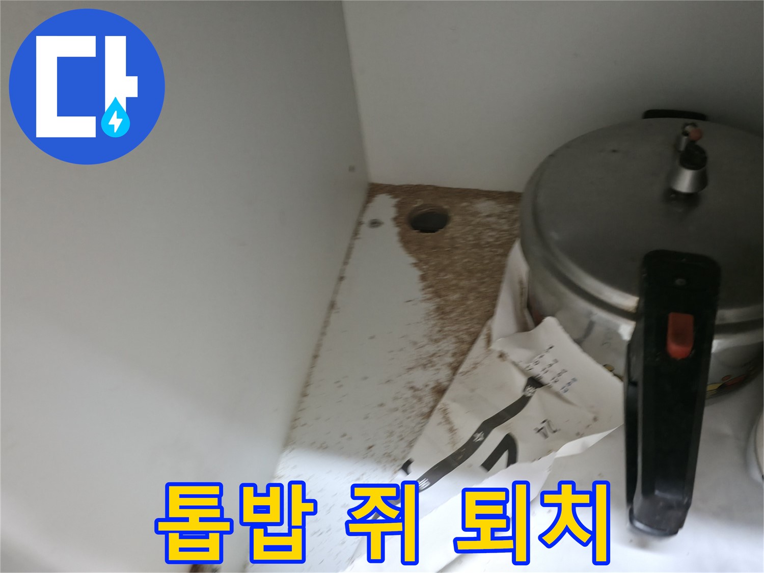 싱크대 밑 - 톱밥 - 전기 누전 위험 - 화재 예방