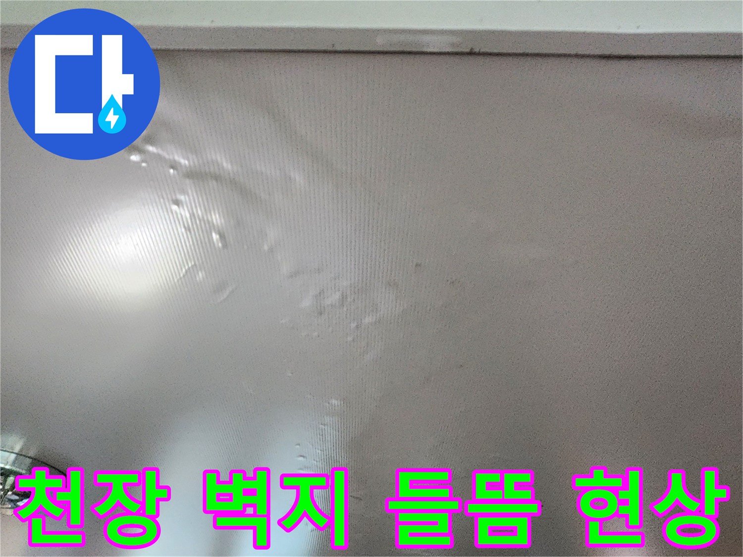 천장-벽지가-물기로-인해-부풀어-오른-상태