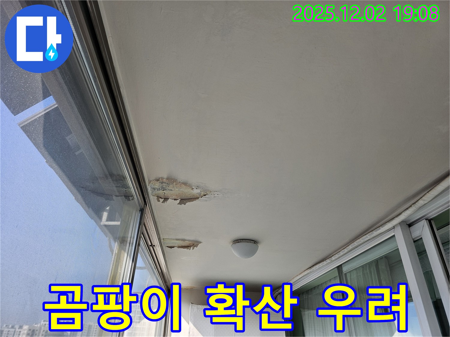 동작구 신대방동 현대아파트 베란다 천장 누수 - 곰팡이 확산 우려 - 서둘러 진단