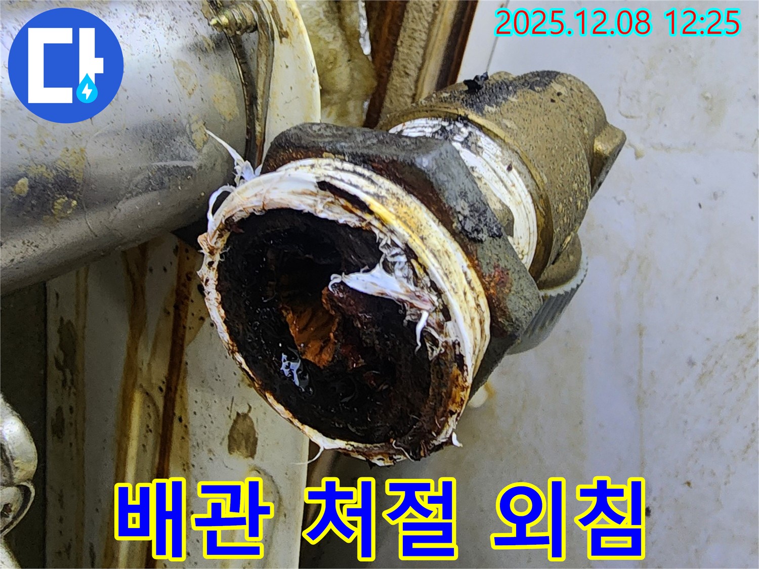 면목동 458-84 누수 - 낡은 배관의 처절한 외침을 담아낸 사진 - 누수의 심각성을 알리고 빠른 조치가 필요함을 강조합니다.
