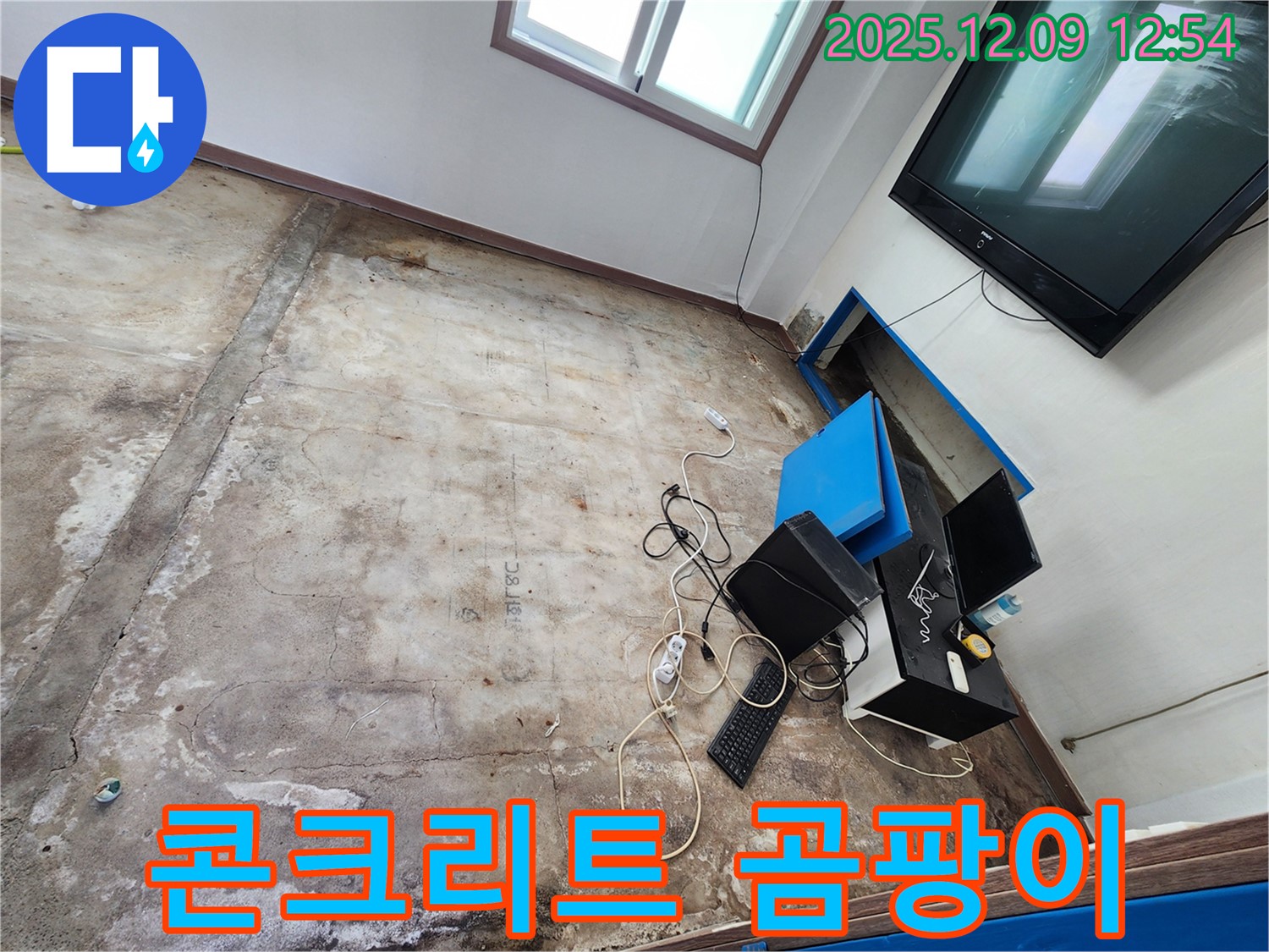 포천 사무실 누수 - 영중면 성동리 젖은 콘크리트 바닥, 곰팡이 번식 위험!