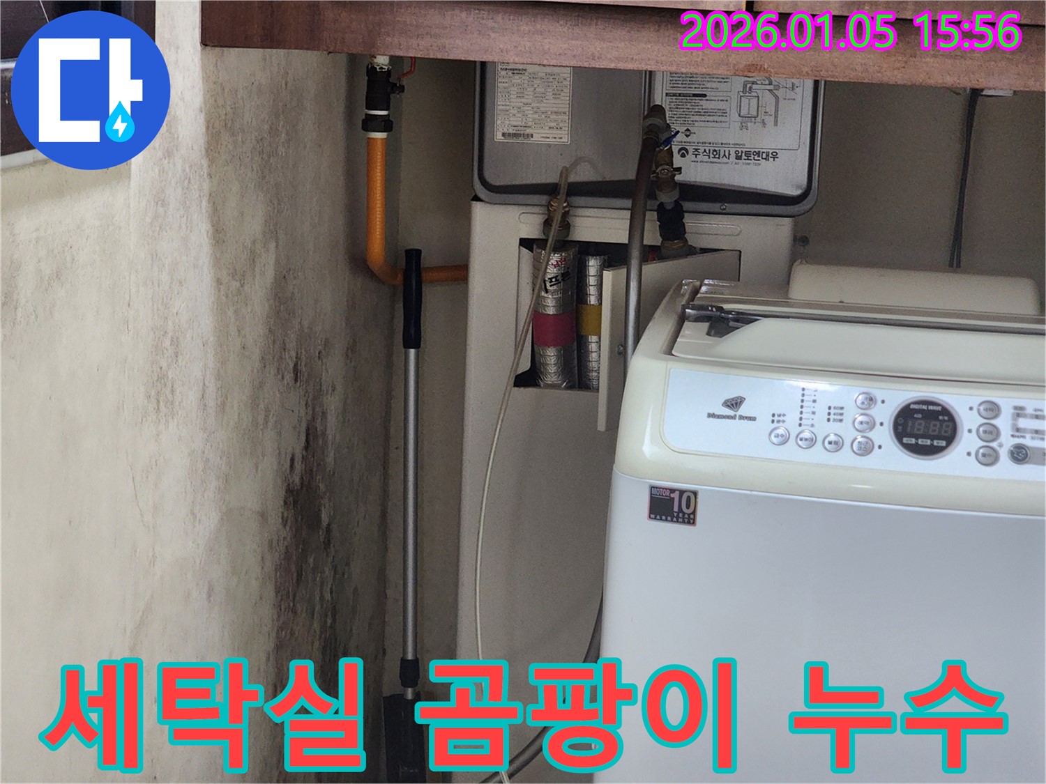 세탁실 곰팡이 - 누수탐지를 통해 완벽하게 누수 해결