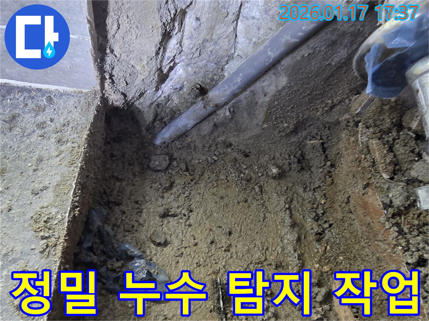 중랑구 - 동일로 누수 현장에서 정밀 누수 탐지 작업을 진행하여 - 숨겨진 누수 원인을 찾고 있습니다 - 첨단 장비를 활용한 정확한 진단 과정입니다.