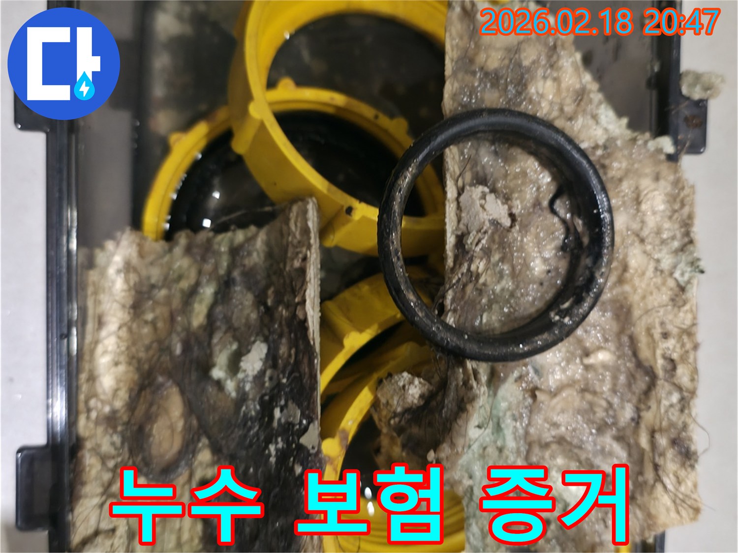 누수-보험처리를-위한-증거로-활용될-배관-내부의-오염물과-손상된-부품을-보여주는-사진입니다