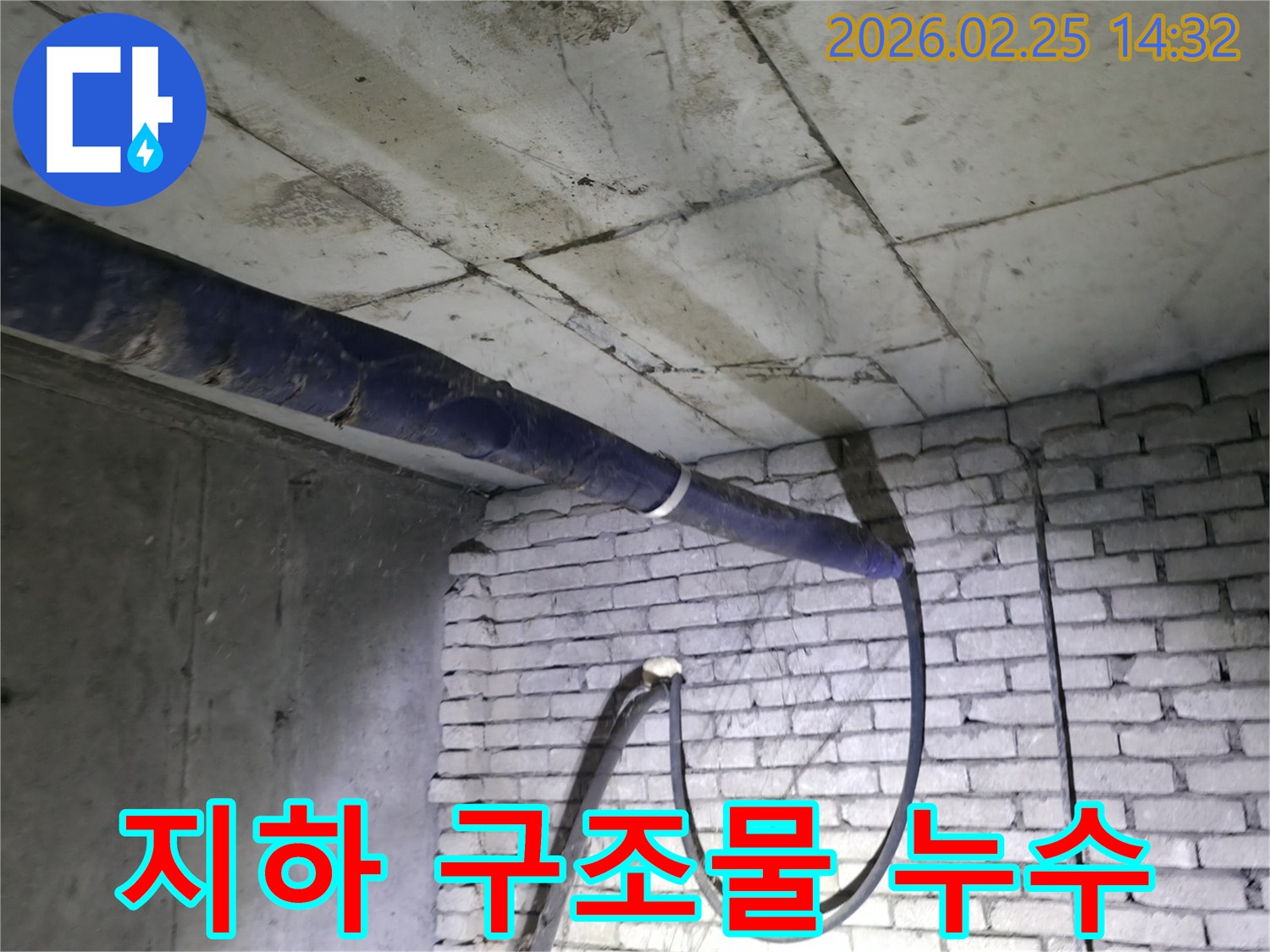 진황도로 211 인근-지하 구조물에서-발견된 누수 흔적을-전문가가 종합적으로 점검하며-원인을 파악하는 모습