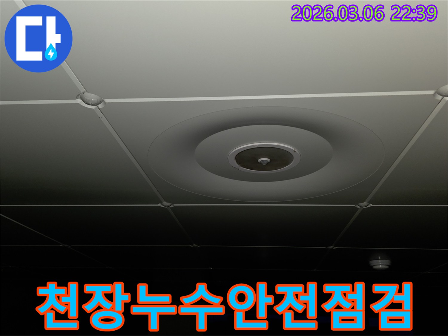 누수 전문가가-천장 누수-현장에서-전기-합선이나-구조적-손상-등-안전-위험-요소를-꼼꼼히-점검하는-모습