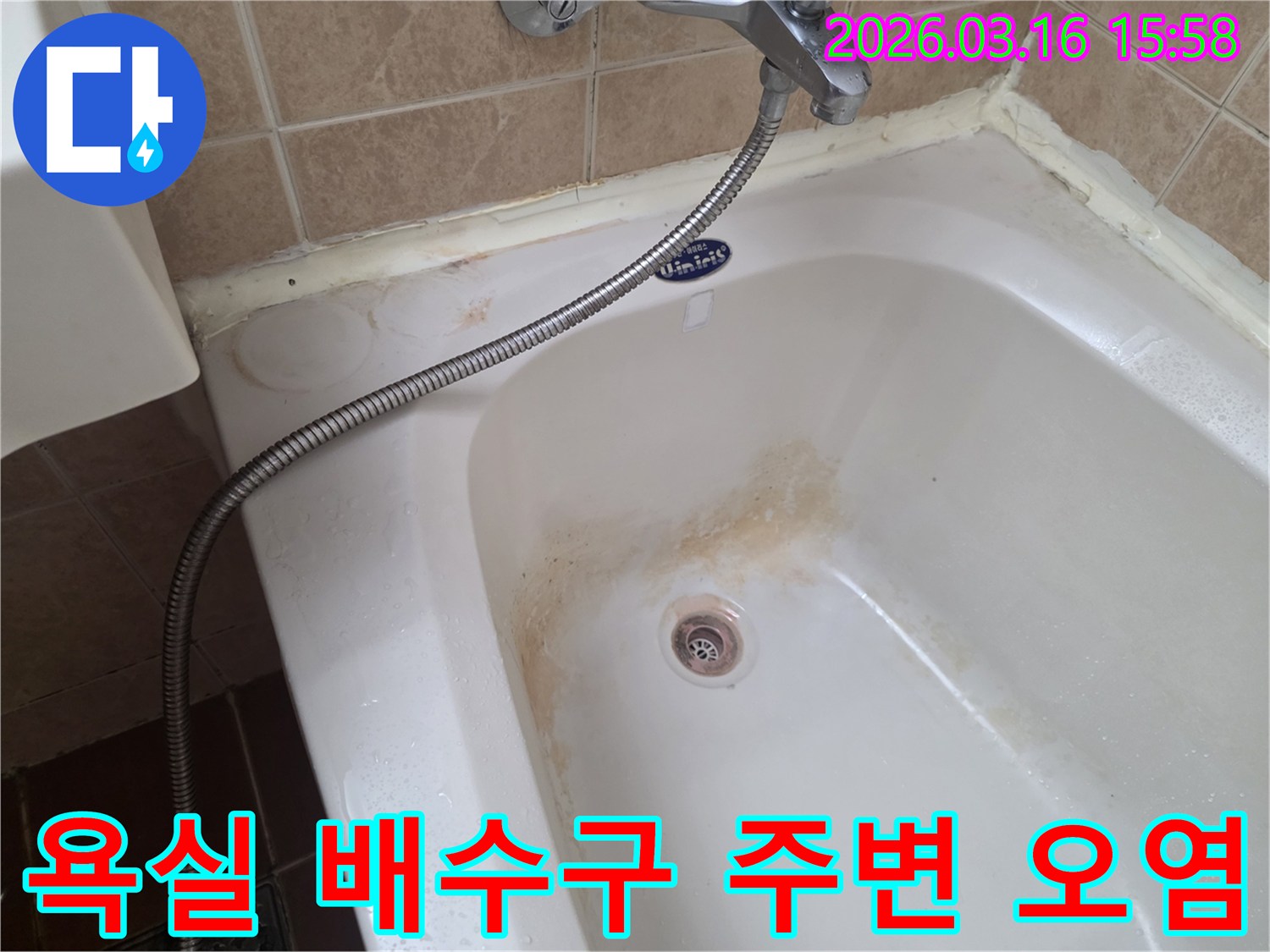 오산-운암로-미용실-욕실의-욕조-배수구-주변에서-발견된-심각한-오염-상태를-정밀하게-확인하는-모습