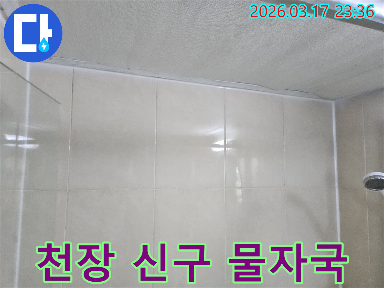 이-이미지는-천장-마감재에-생긴-새로운-물자국과-기존-물자국-패턴을-비교-분석하여-누수-가능성을-평가하는-장면을-보여줍니다.