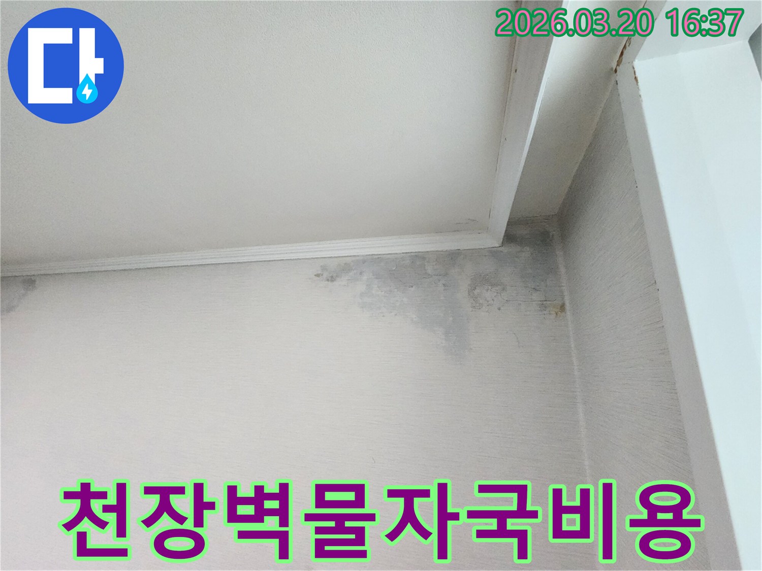 천장과-벽면-경계에-나타난-물자국으로-인한-누수-피해와-공사-비용-상담의-필요성