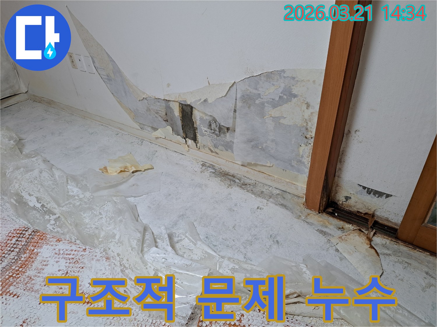 누수로-인해-벽지가-손상되고-건물-구조에-영향을-줄-수-있는-현장-사진