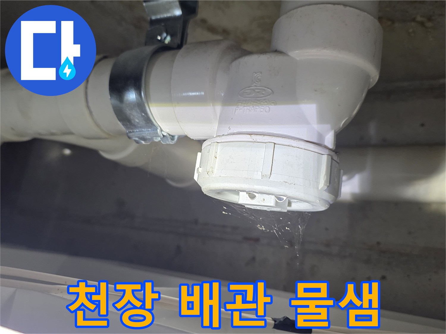 파주 운정 아파트 화장실 천장 배관에서 물이 떨어지는 모습