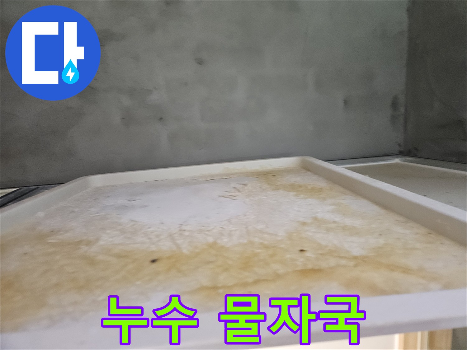 누수 진단을 위해-초기 현장을 기록한-욕실 천장 물샘 자국입니다