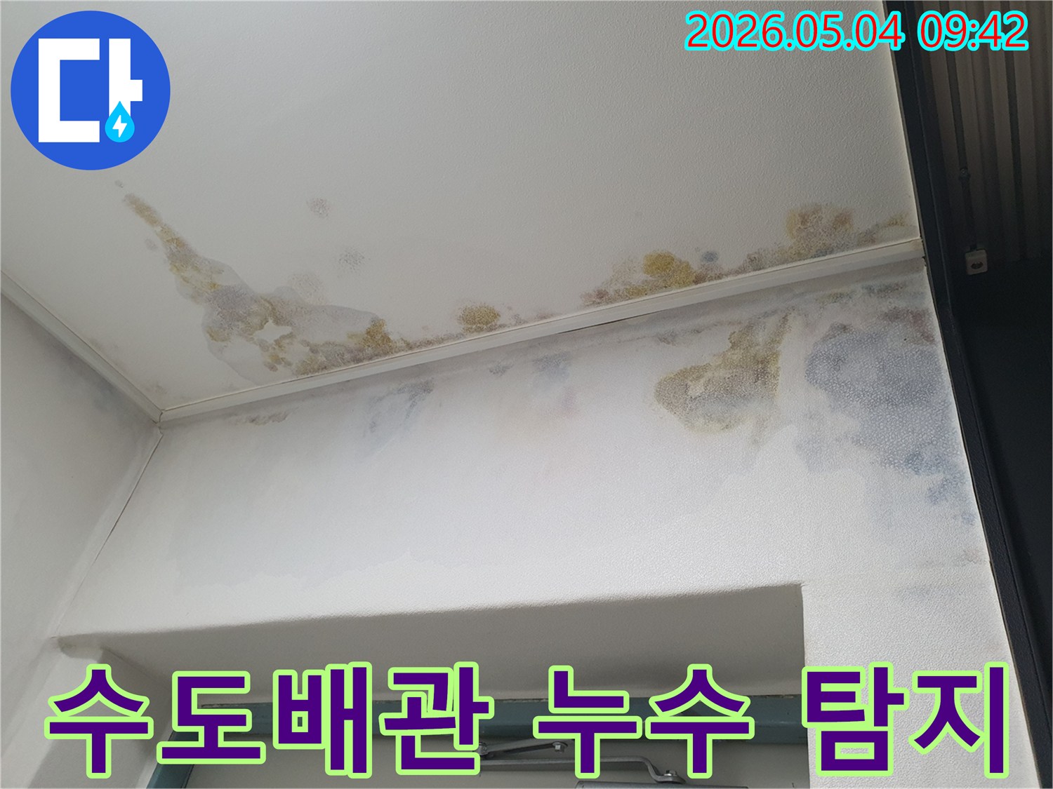 아파트-천장과-벽에-수도배관-누수로-인한-물자국이-생겨-정밀한-탐지가-필요한-현장