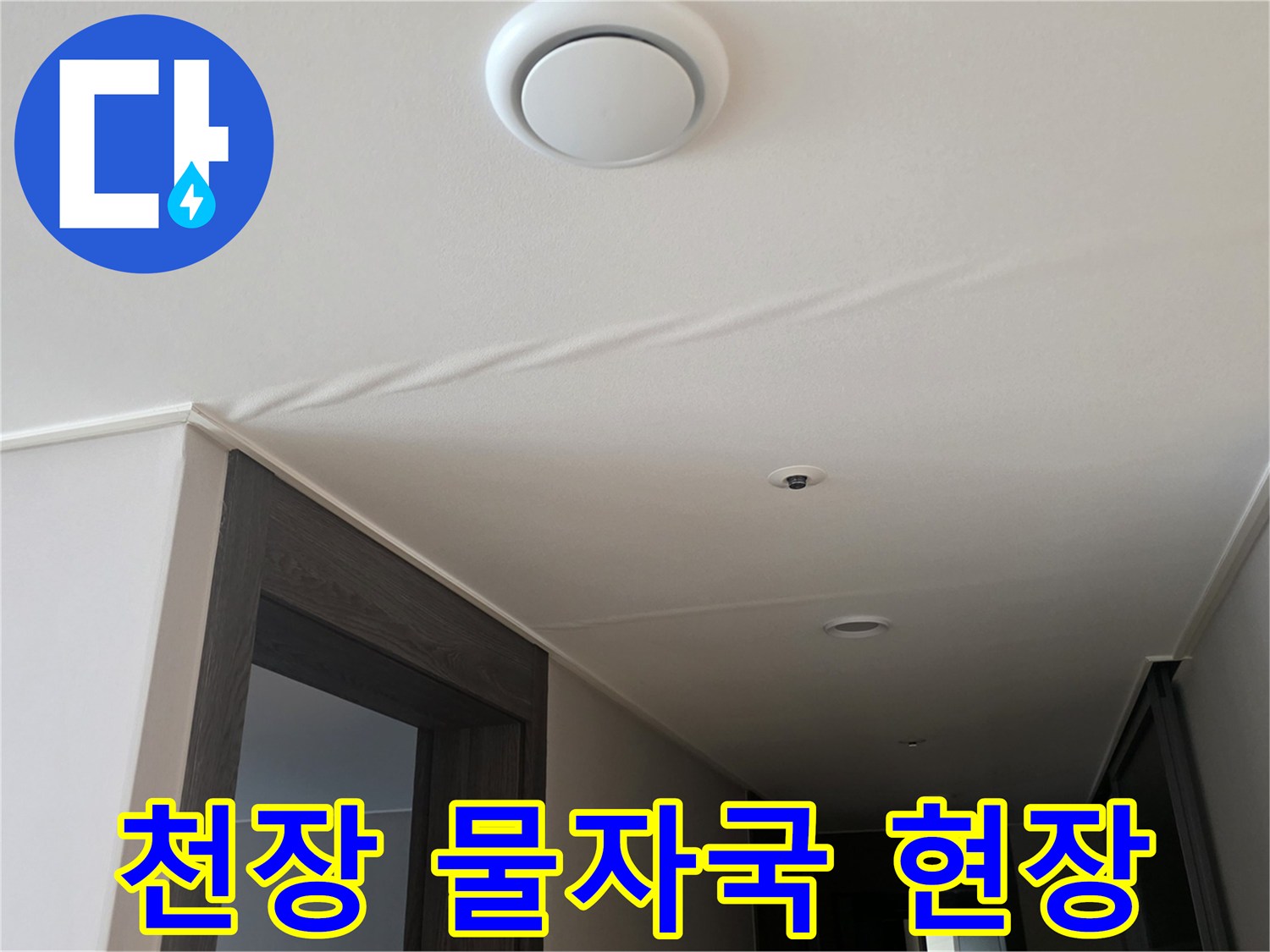 아랫집 거실 천장에 발생한 물 얼룩 상태