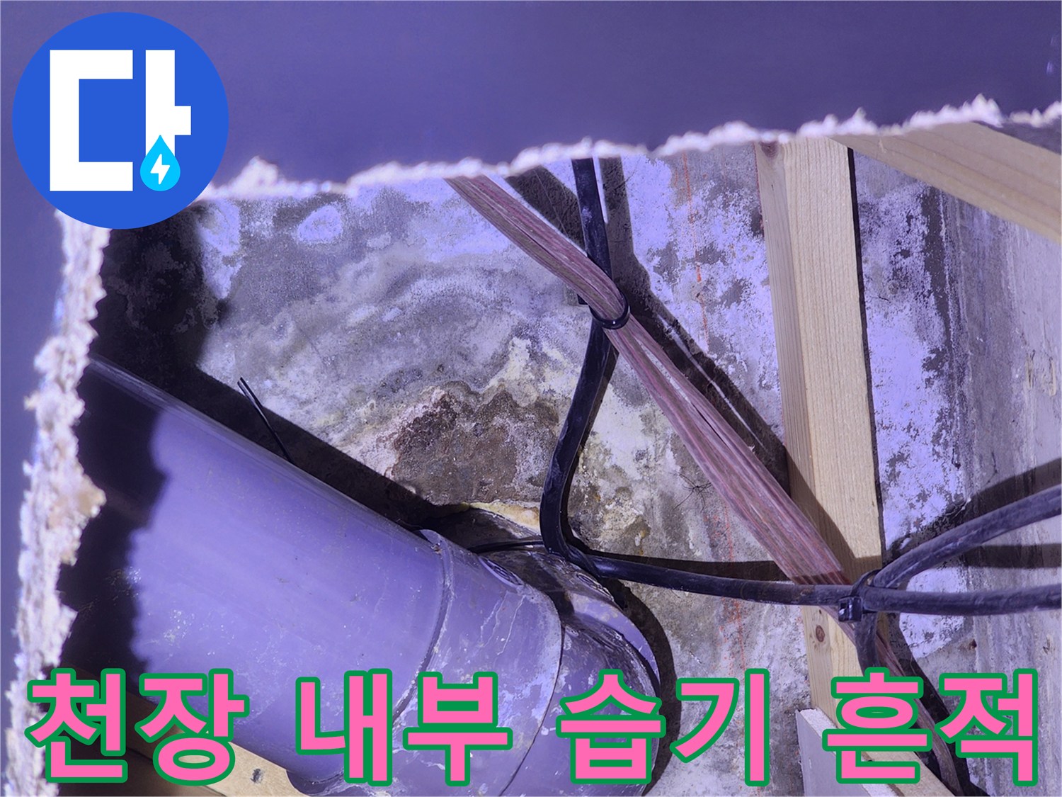 대전 서구 괴정동-축축하게 젖은 천장 내부 배관 부위