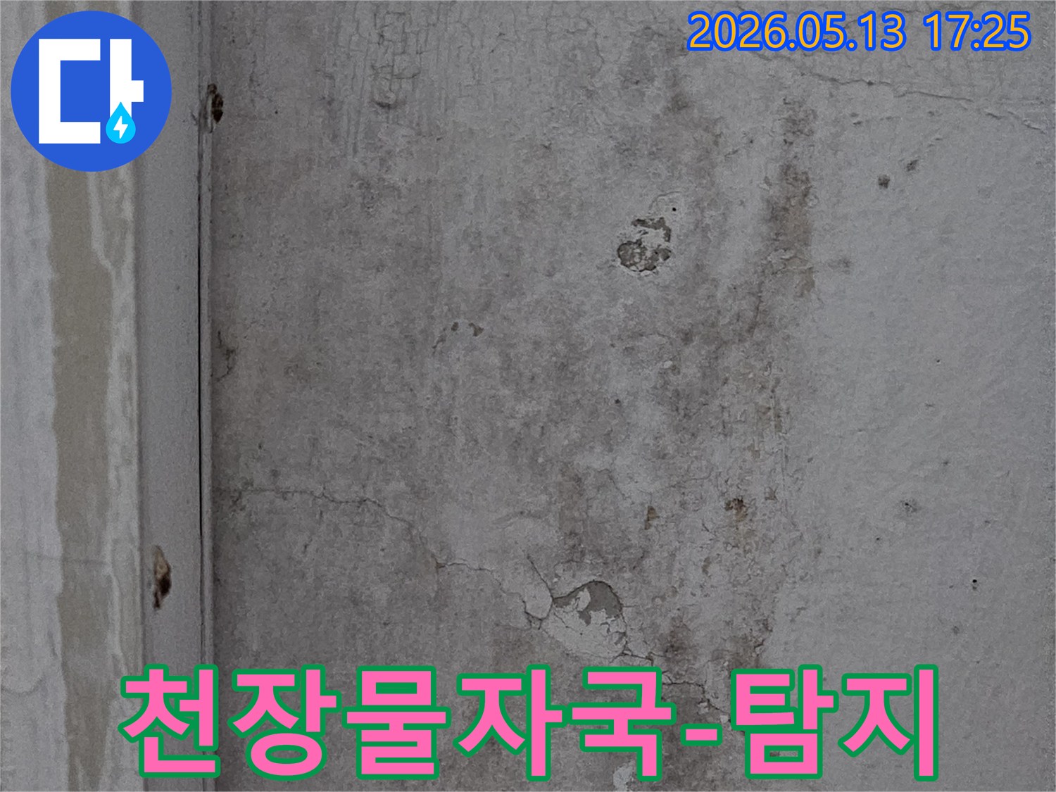 의정부-신곡동-아파트-천장의-누수-물자국과-페인트-균열-상태
