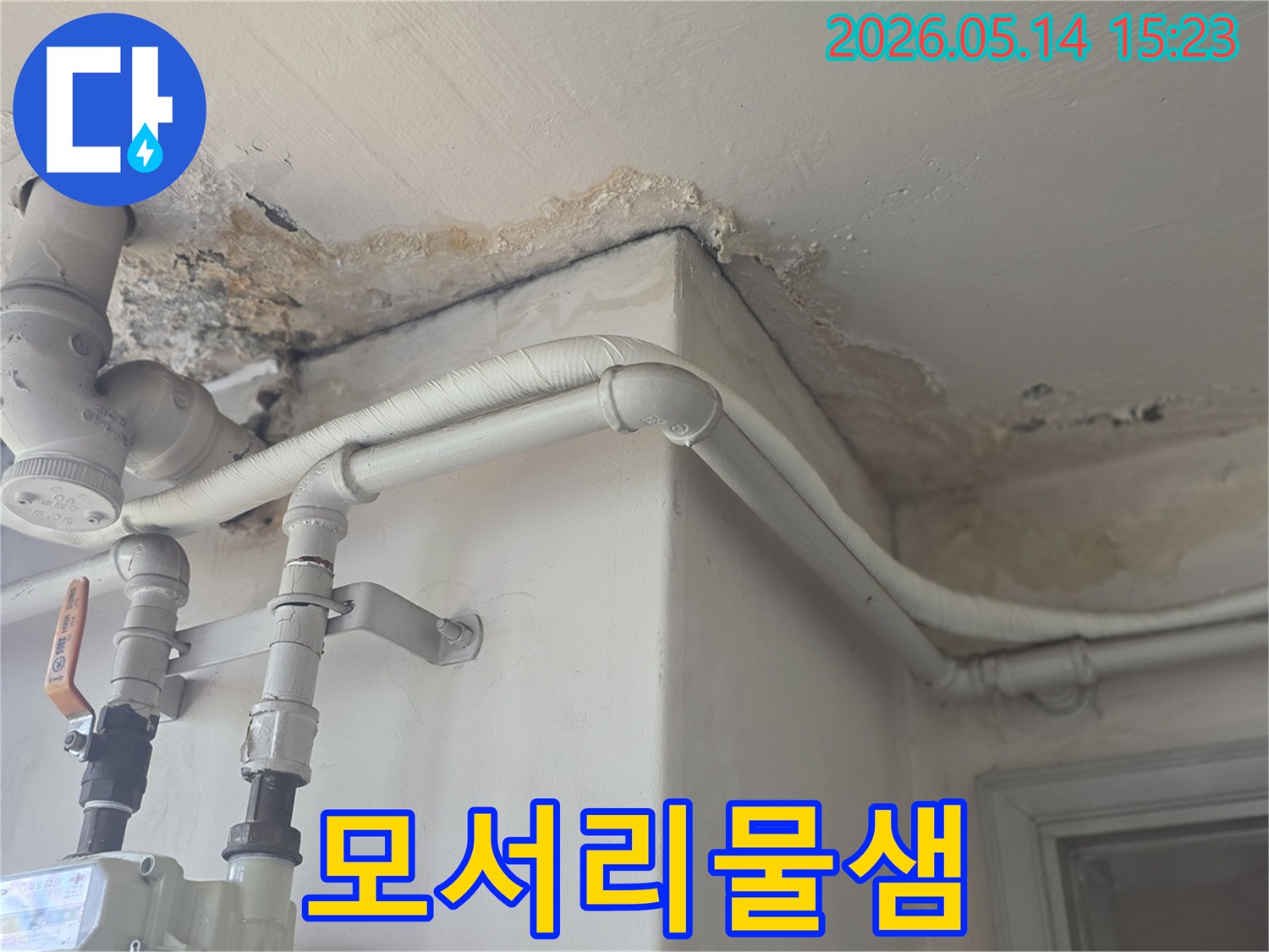 물샘으로-인해-벽과-천장에-곰팡이와-얼룩이-생긴-사진입니다