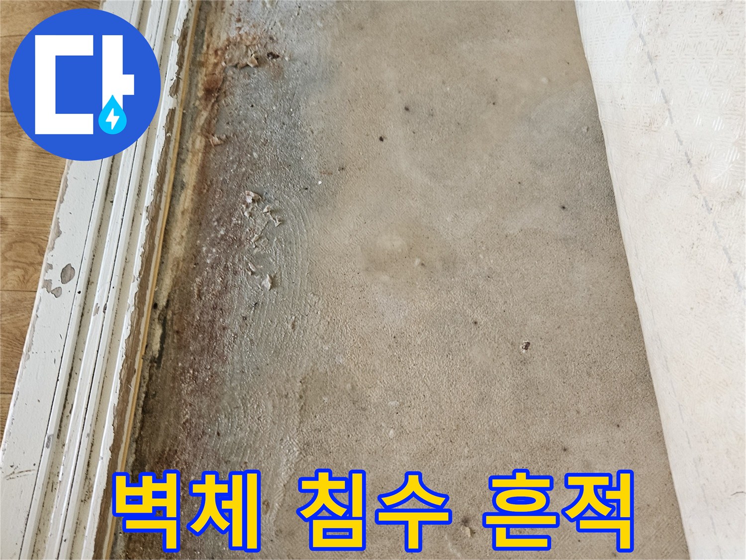 배관 주변-습기로 인해 변색되고 오염된 벽면 모습