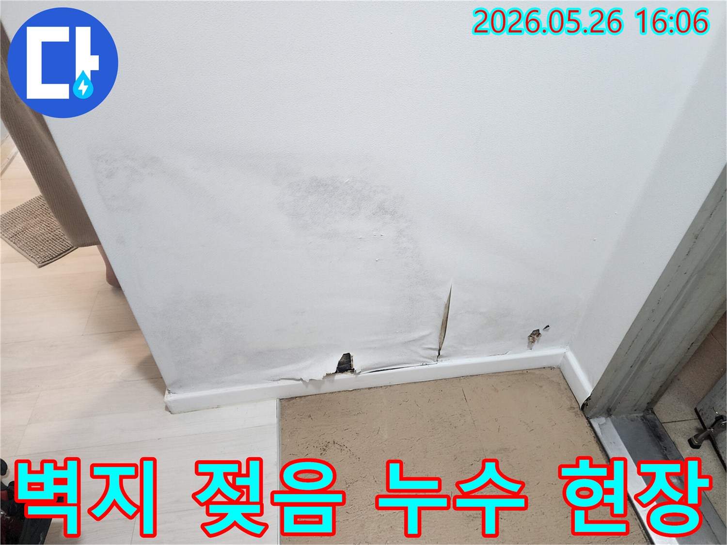 물에-젖어-들뜨고-곰팡이가-생긴-벽지-누수-피해-현장