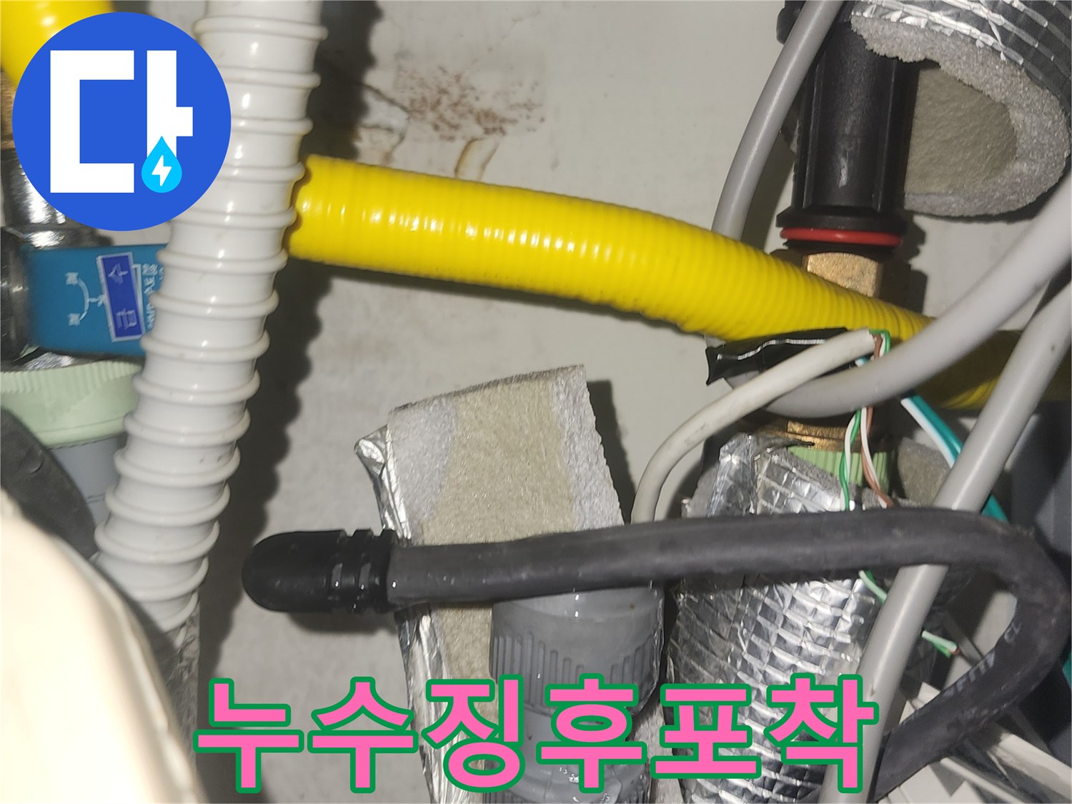 이 사진은 누수 문제 해결을 위한-초기 현장 점검의 중요성을 보여줍니다-복잡한 설비 속에서 누수 원인을 찾아야 합니다