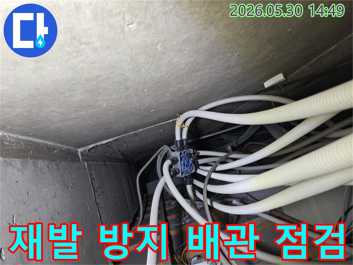 누수-재발-방지를-위해-천장-내부의-복잡한-배관-시스템을-철저하게-점검하는-전문가
