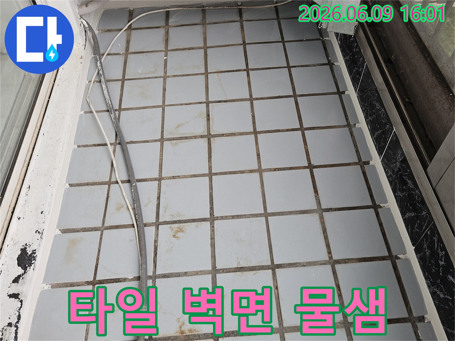 호원동-한신아파트-베란다-타일-벽면에서-발견된-지속적인-물샘-현상과-오염-상태