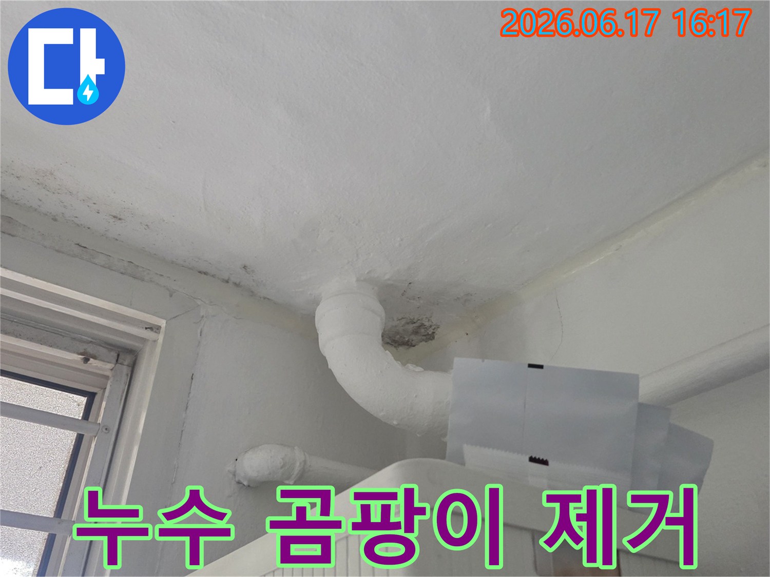 천장-배관-누수로-인한-곰팡이-발생-후-전문적인-제거-작업-필요