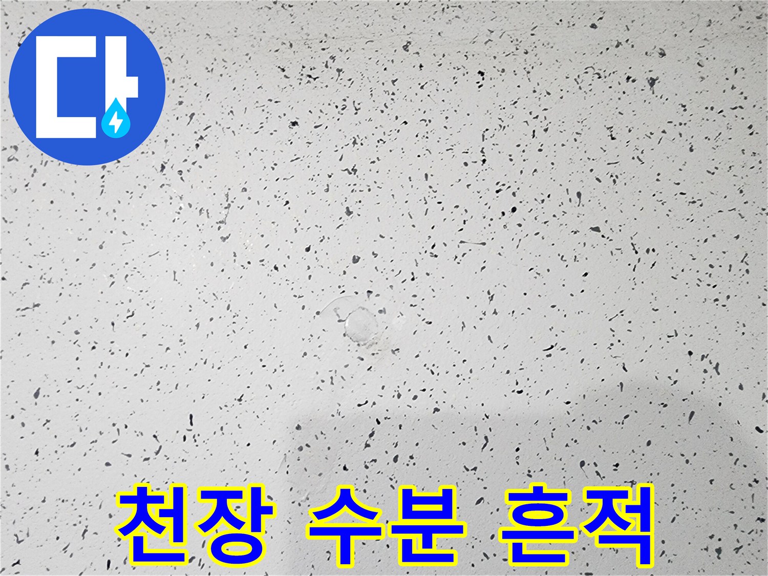 습기로 인해 어둡게 변한 천장 마감재의 오염 부위
