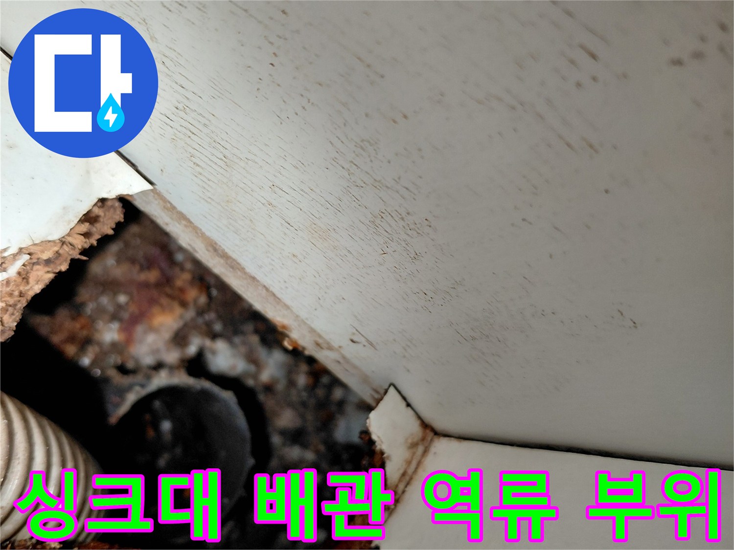 싱크대-하부장-배관-역류-및-오염-상태-사진