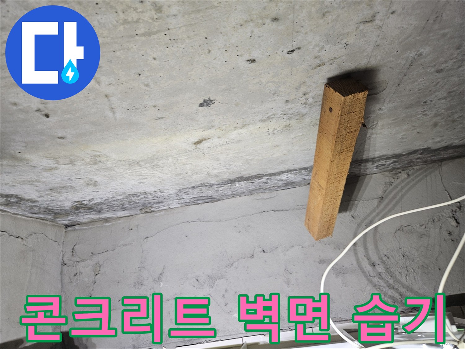 천장 콘크리트 구조물-습기로 젖어 있는 상태