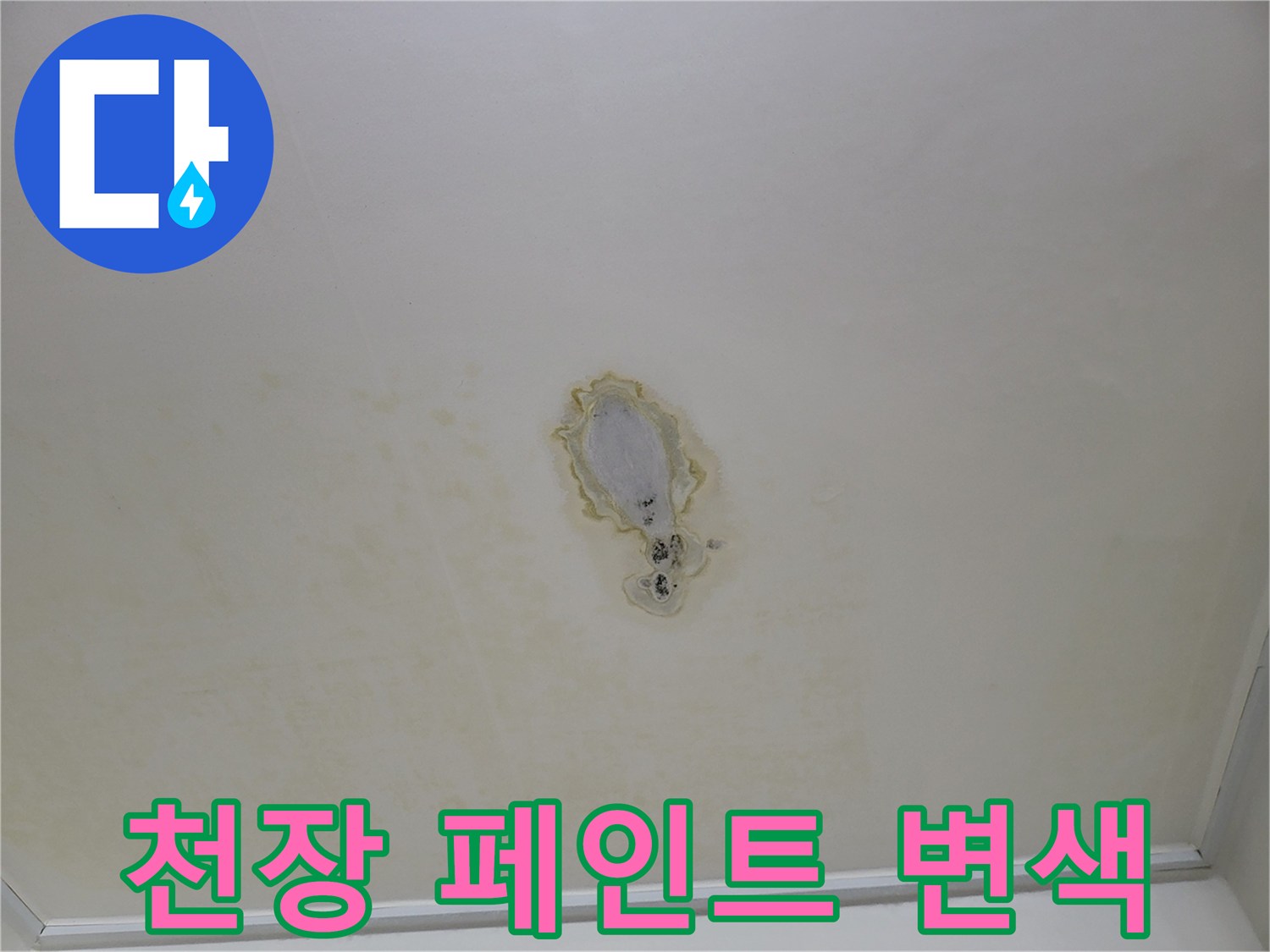 물기에 의해 부풀어 오른 천장 마감재 상태