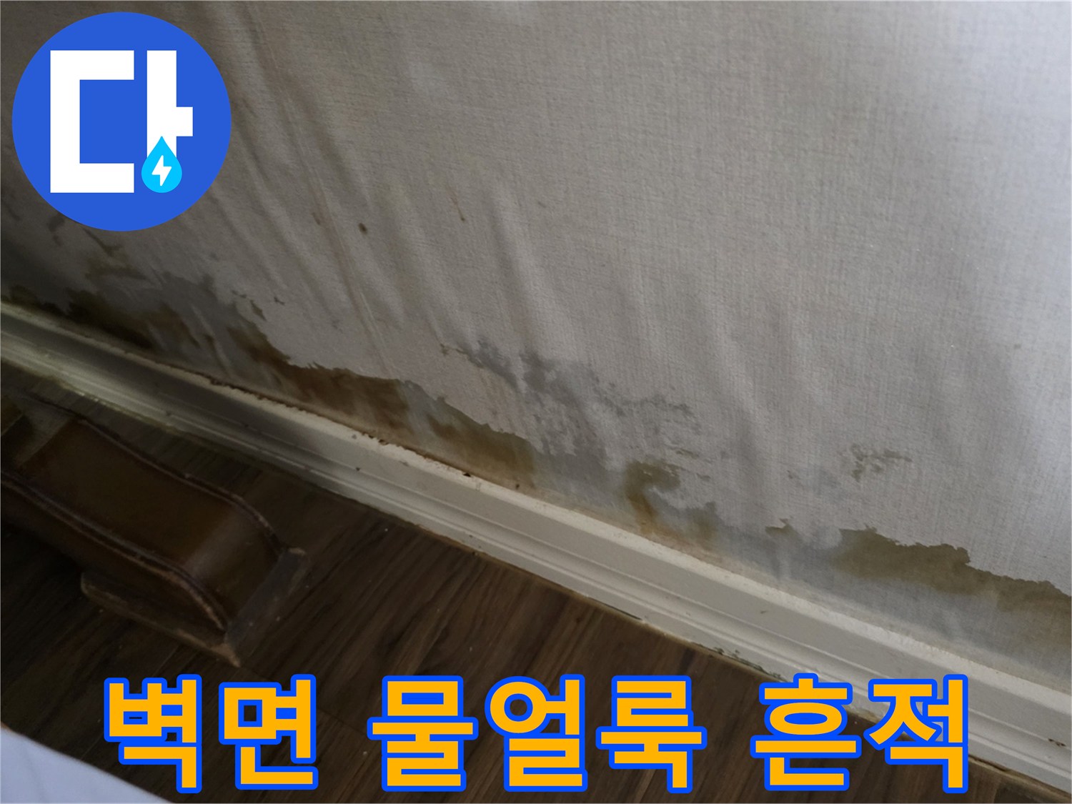 성북구 정릉동 빌라 벽지 하단에 나타난 누수 얼룩과 습기 현상