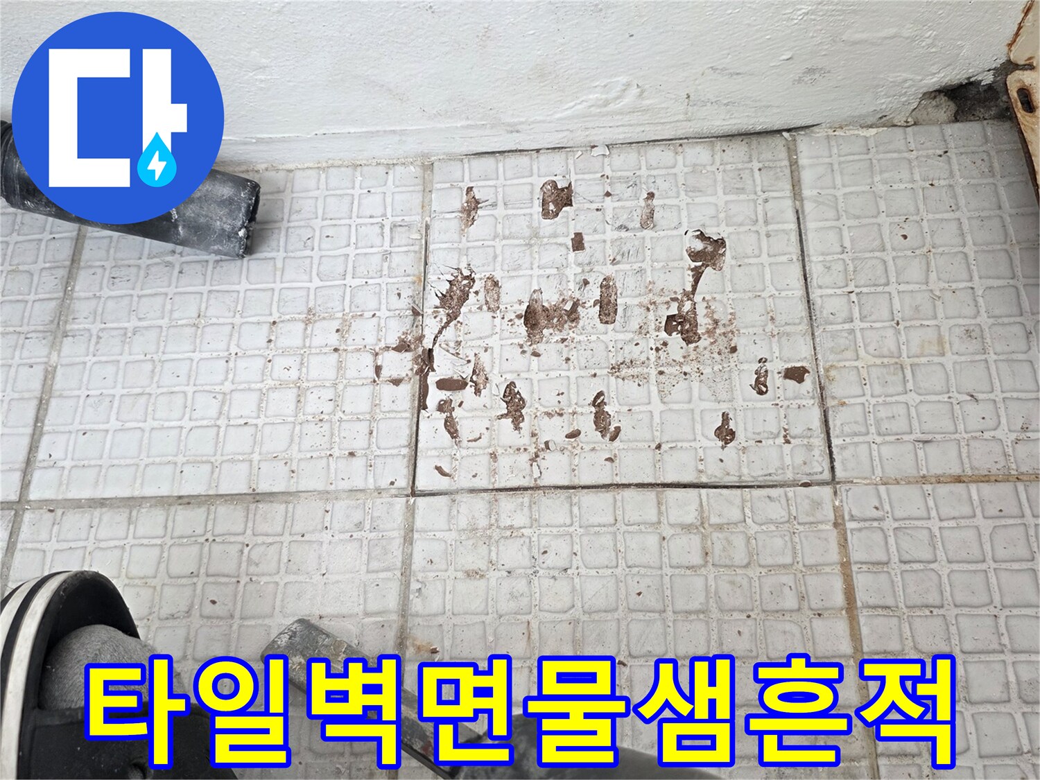인천 계양구 계산동-세탁실 타일 벽면에 나타난 누수 흔적과 파손 부위