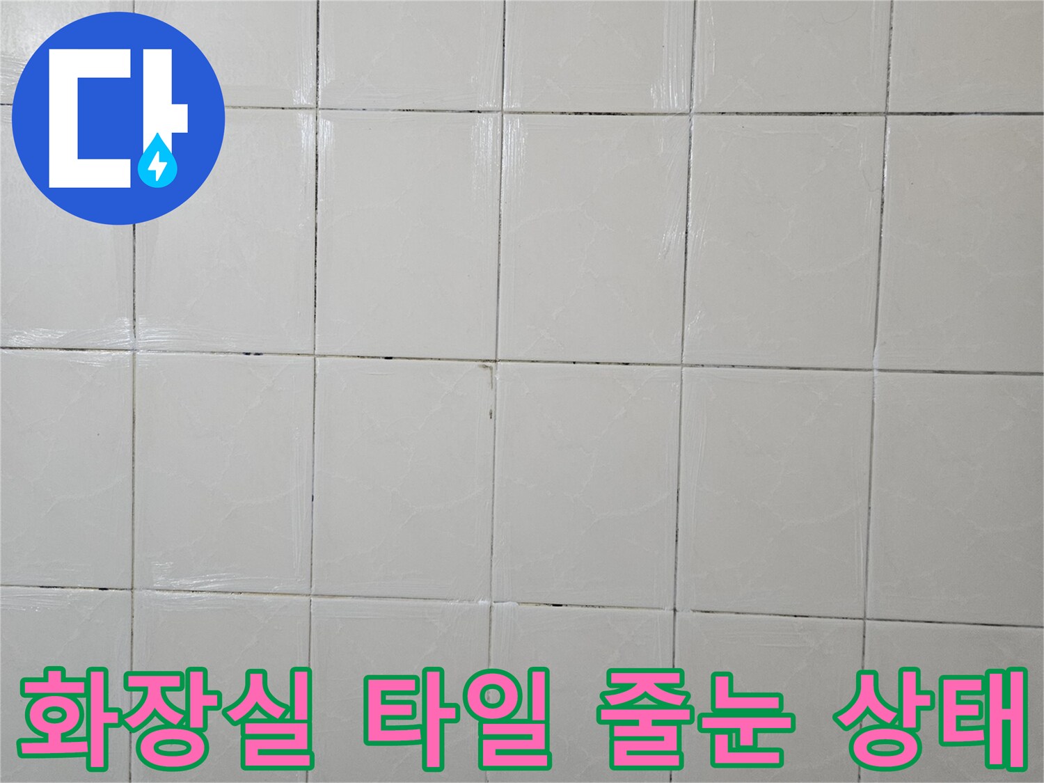 고양시 일산동구 화장실 타일 사이의 줄눈 간격과 상태를 보여주는 사진입니다.