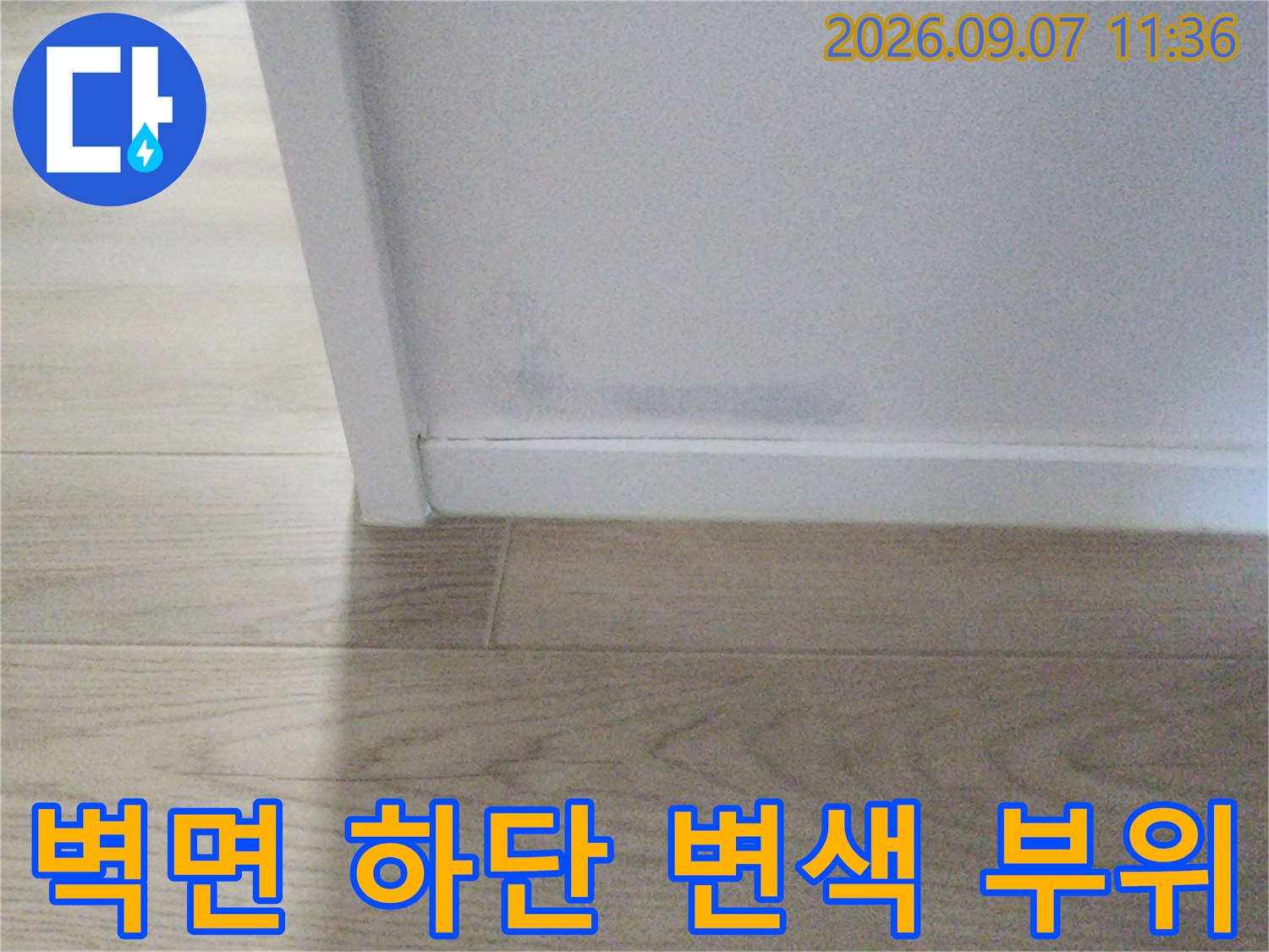 성북구 종암동 현장-벽면 하단부의 습기로 인한 변색 상태