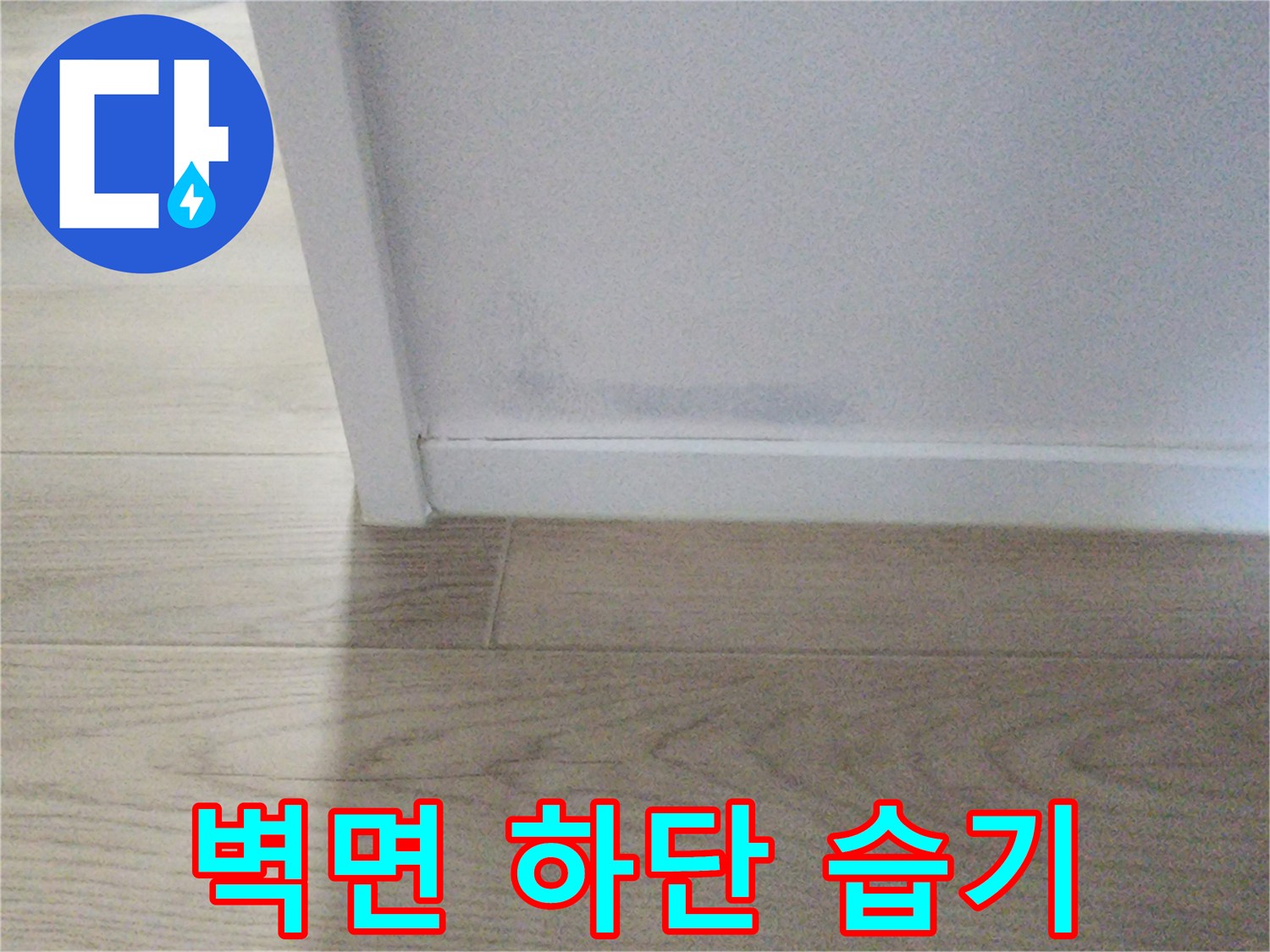 성북구 현장 기록-화장실 인근 벽지 밑부분의 변색된 얼룩 부위