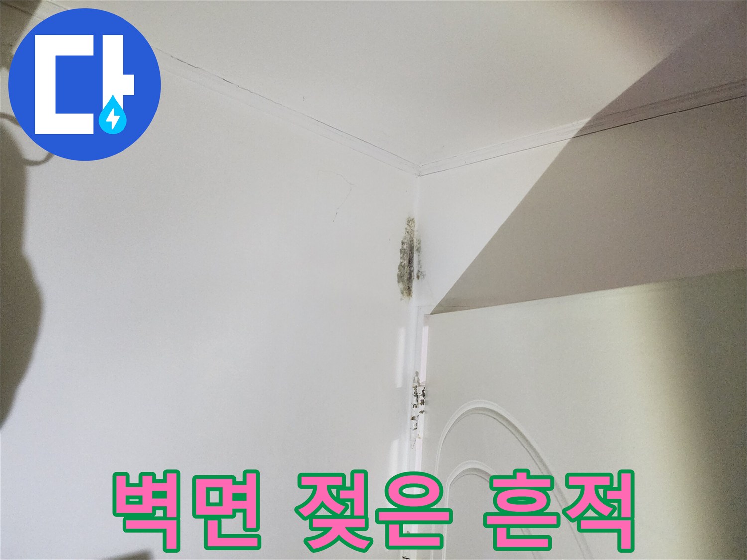 은평구 신사동 현장-곰팡이가 발생한 흰색 벽면과 문틀 상단
