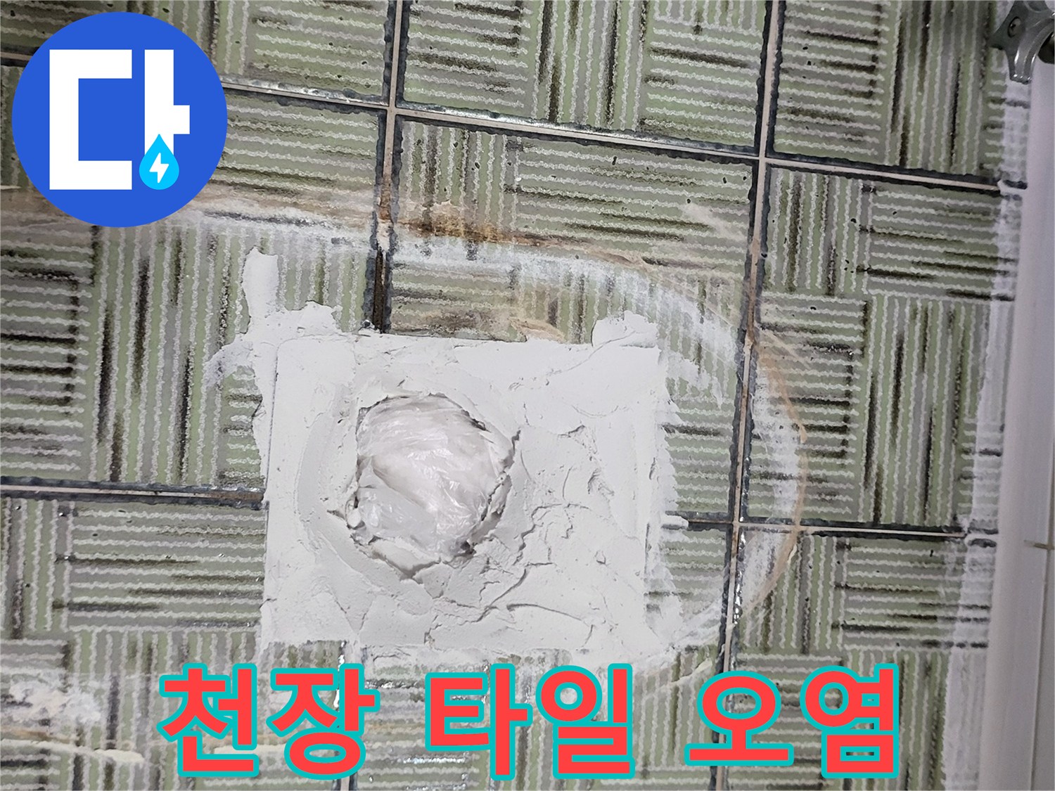 여주 현암동 현장-누수로 인해 젖어 얼룩진 천장 타일 부근