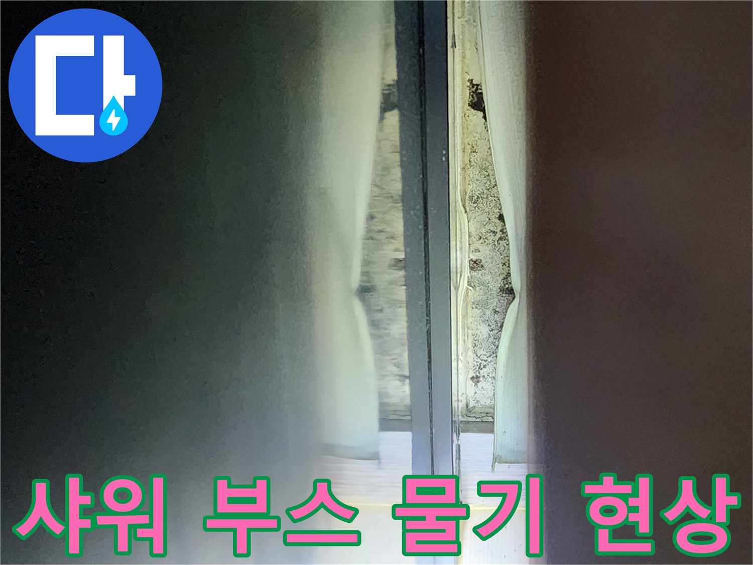 관양동 현장-샤워부스 내측 벽면의 습한 상태 확인