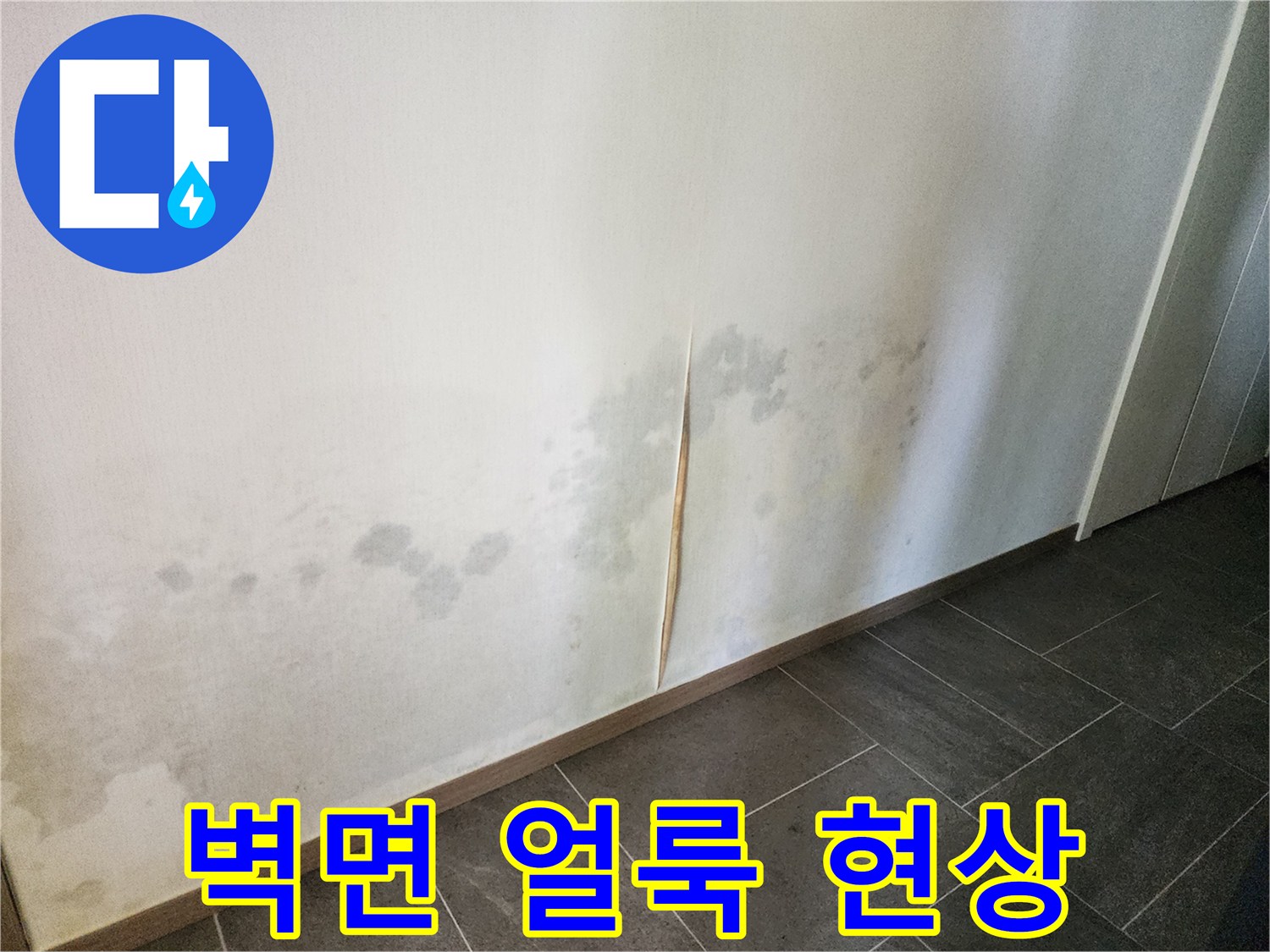 벽면 누수 흔적-변색된 벽지와 곰팡이 발생 지점