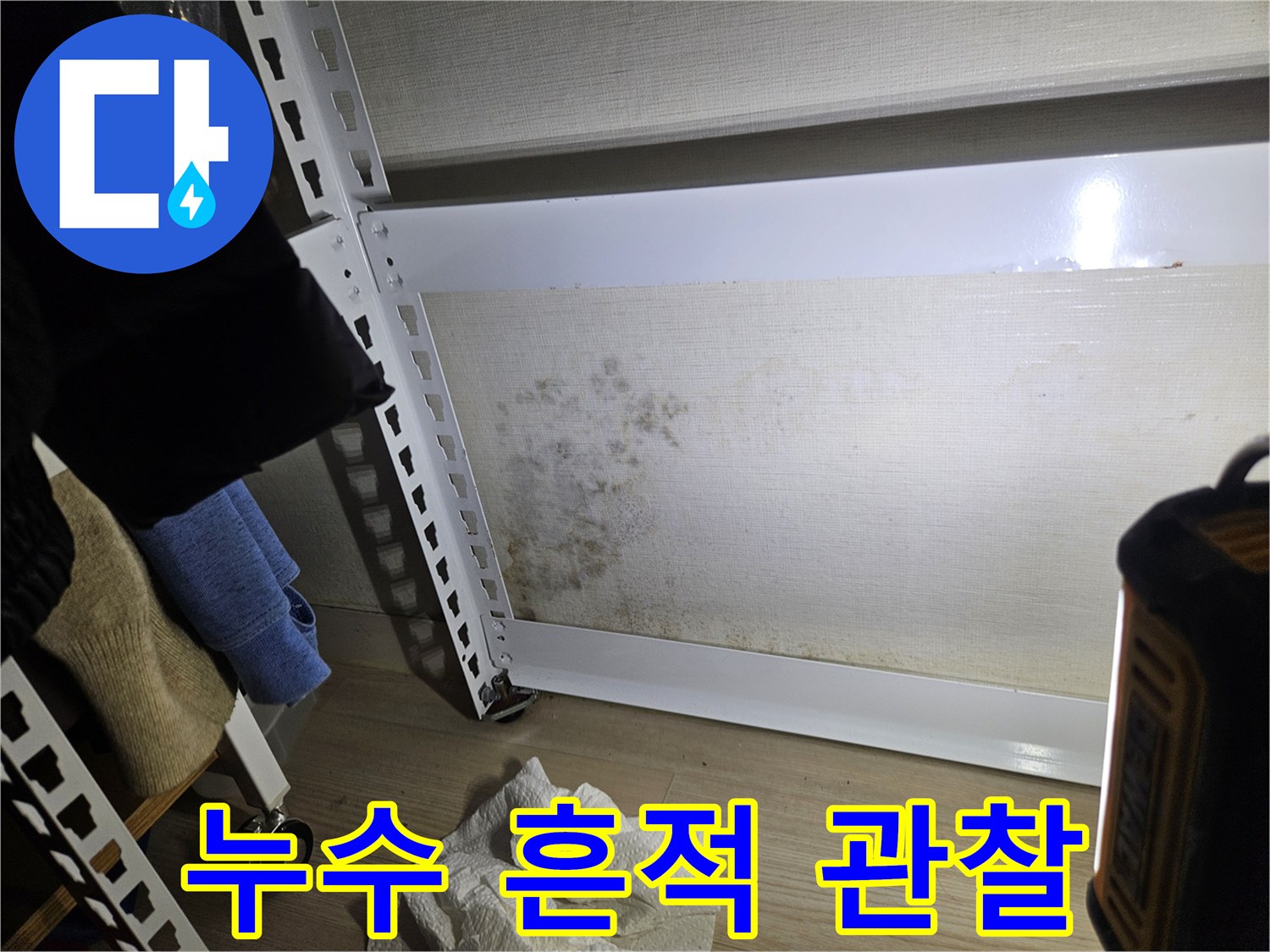 석촌동 현장의 물스며든 자국과 곰팡이 형성 부위